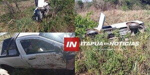 CAMIONETA VOLCÓ EN SAN PEDRO DEL PNÁ. Y DEJÓ AL CONDUCTOR LESIONADO - Itapúa Noticias