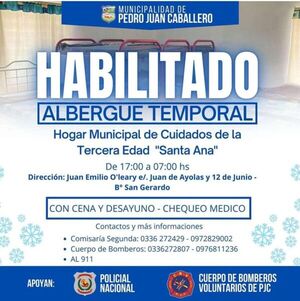 Ante el clima frío, la Municipalidad habilita un albergue temporal en el Hogar de Ancianos Santa Ana