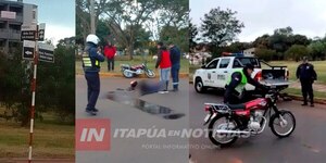 INTENTÓ ESCAPARSE DEL CONTROL POLICIAL Y TERMINÓ CHOCANDO CONTRA OTRA MOTOCICLETA - Itapúa Noticias