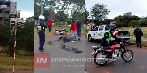 INTENTÓ ESCAPARSE DEL CONTROL POLICIAL Y TERMINÓ CHOCANDO CONTRA OTRA MOTOCICLETA - Itapúa Noticias