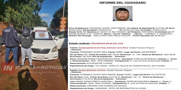 DETENIDO EN PROSECUCIÓN A ROBO EN EDELIRA SERÍA LÍDER DE BANDA CRIMINAL - Itapúa Noticias