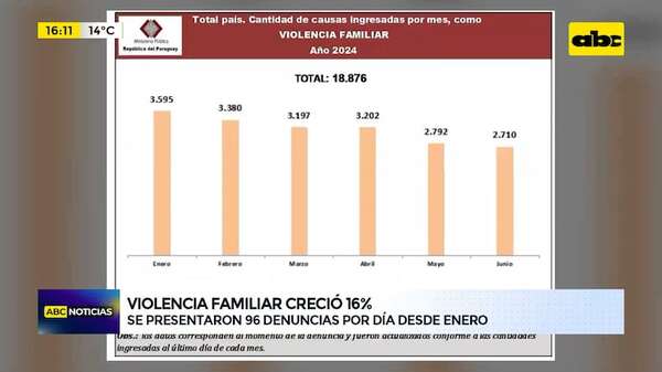 Violencia familiar creció 16%: se presentaron 96 denuncias por día desde enero - ABC Noticias - ABC Color