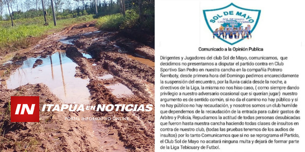 CONFLICTO EN LIGA DE FÚTBOL DE SAN PEDRO DEL PNÁ. POR PARTIDO QUE NO SE DISPUTÓ - Itapúa Noticias