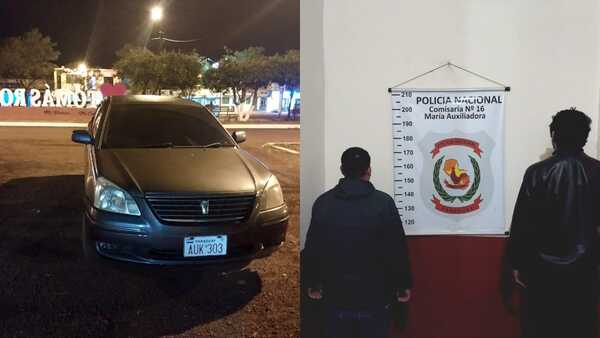 Recuperan vehículo y detienen a dos personas en Tomás Romero Pereira