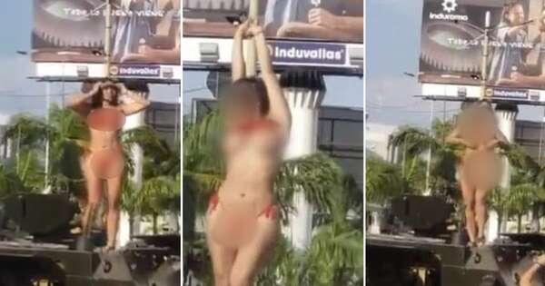 Diario HOY | Mujer causa revuelo en Ecuador al posar semidesnuda sobre una tanqueta militar