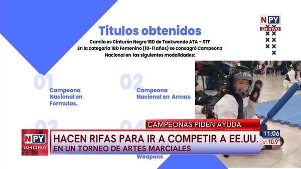 Campeonas de Taekwondo hacen rifas para poder competir en Estados Unidos - Noticias Paraguay
