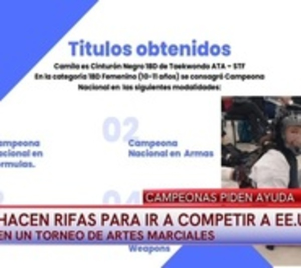 Campeonas de Taekwondo hacen rifas para poder competir en EEUU - Paraguay.com
