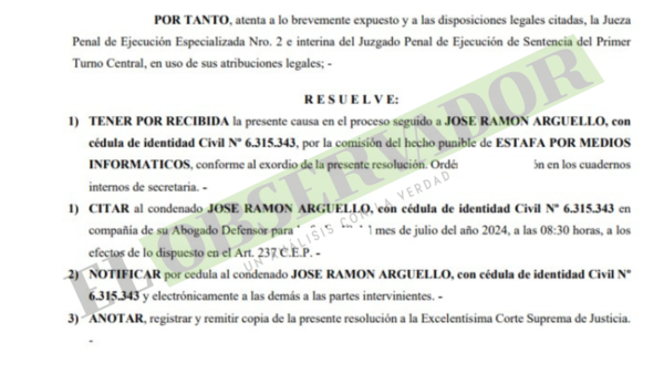 Juzgado de Ejecución recibió causa de excajero de BNF condenado por estafa mediante sistemas informáticos