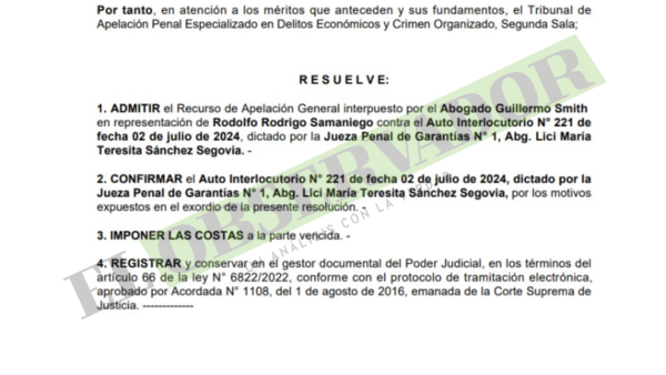 Cámara confirmó prisión para procesado en caso Dakovo