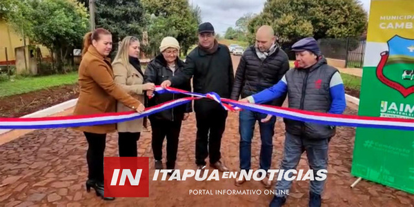 JAIME HINTERLEITNER INAUGURÓ PAVIMENTO TIPO EMPEDRADO EN CAMBYRETÁ CENTRO - Itapúa Noticias