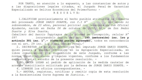 Decretan prisión preventiva de policías imputados por presunta extorsión