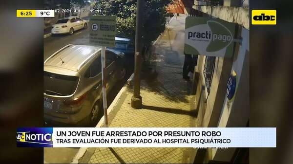 Video: joven fue arrestado por presunto robo y fue derivado al Hospital Psiquiátrico - ABC Noticias - ABC Color