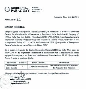 La Presidencia solicita la compra de 4 vehículos de seguridad