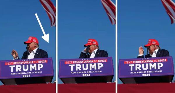 Captan el momento en el que, supuestamente, la bala que impactó a Trump sale detrás de él