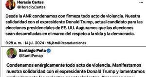 La Nación / Reacción de autoridades nacionales tras atentado contra Donald Trump