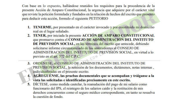 Imputado por supuesta revelación de secretos promueve amparo contra IPS por su suspensión
