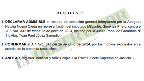 Para Tribunal no se dan presupuestos para revocar prisión para supuesto miembro del Clan Rotela