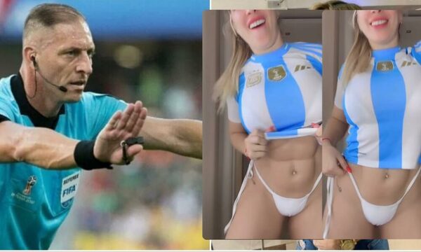 [VIDEO] ¡Mamauuu! La esposa del ex árbitro Pitana se fue todito con su pasión por Argentina
