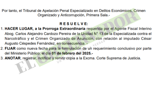 Informes pendientes de Brasil derivan en prórroga extraordinaria en caso de tráfico de armas