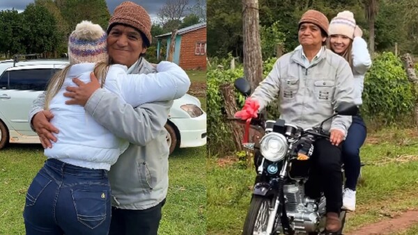 Marilina le regaló una moto nuevita a su tío Mario