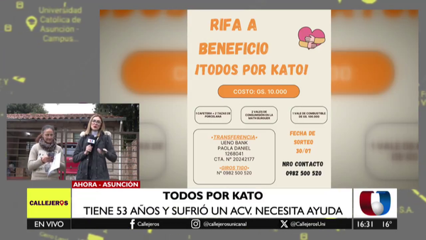 ¡Todos por Kato!: Rifa solidaria para ayudar a la recuperación de un hombre que sufrió ACV - Unicanal