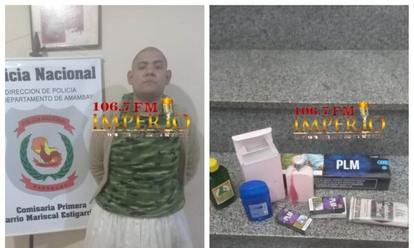 Rapái vestido de mujer quiso robar comésticos de un súper en Pedro Juan
