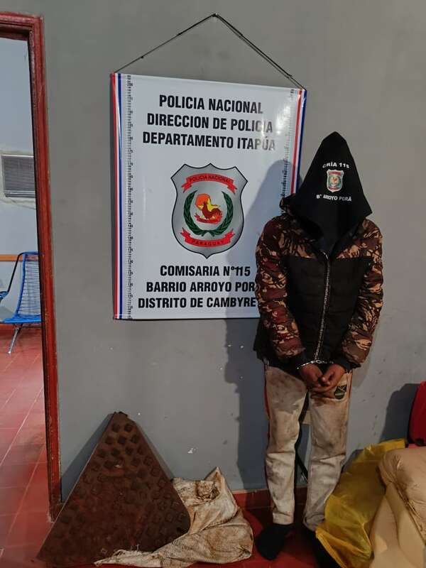 Fue detenido en chatarrería luego de presuntamente hurtar tapa de desagüe - Policiales - ABC Color