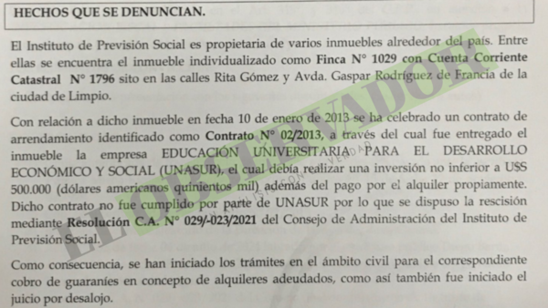 Universidad privada alquiló inmueble del IPS para realizar millonaria inversión, pero en su lugar se construyó una casa