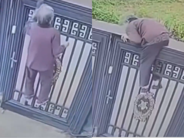(VIDEO). Abuela se escapa de un geriátrico saltando el portón