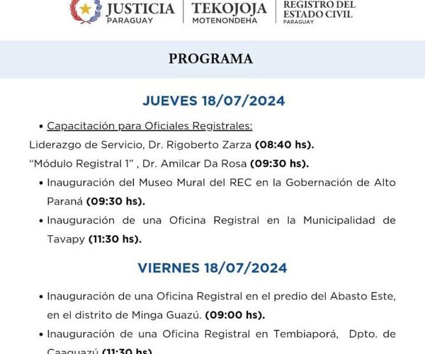 Registro Civil capacitará a Oficiales Registrales y habilitará nuevas oficinas