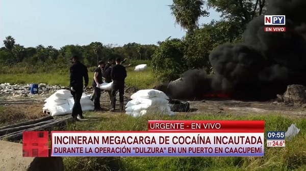 Senad redujo a cenizas la megacarga de cocaína incautada - Noticias Paraguay