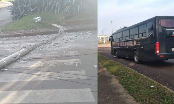 Bus de los milicos derribó columna de la Ande en Encarnación