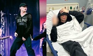 [VIDEO] Peso Pluma volvió al escenario a pesar de estar con la pierna fracturada
