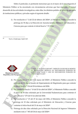 MEC, Jurado y Tributación “impidieron normal desarrollo de la investigación” en el caso Rivas, refiere escrito fiscal