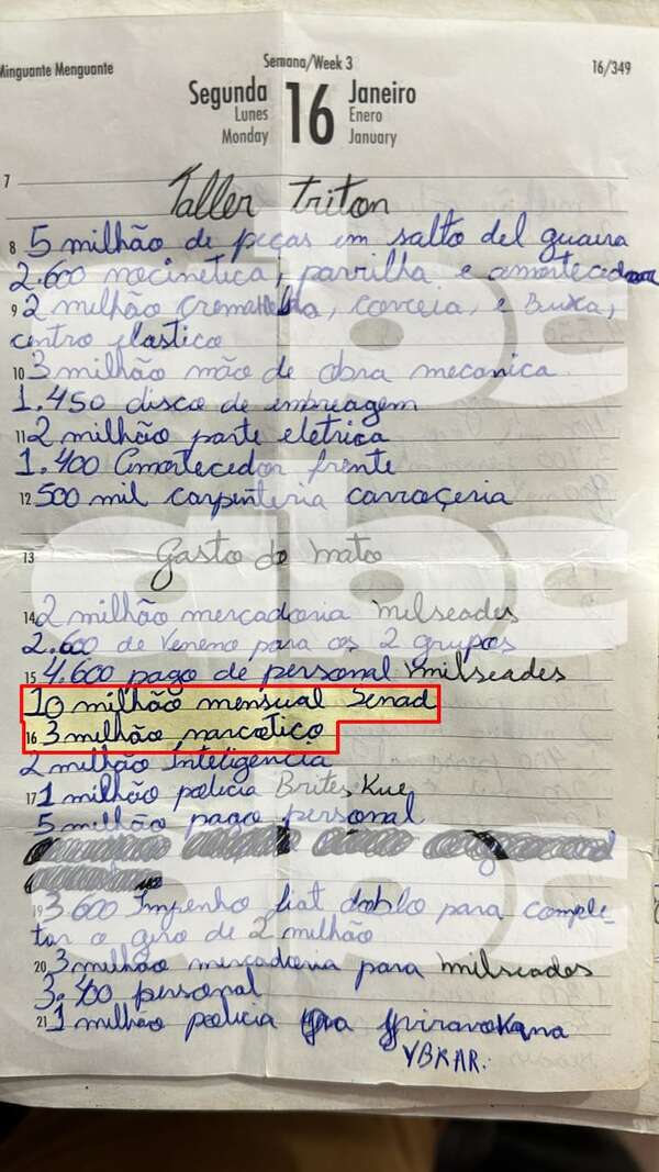 Tras enfrentamiento, hallan “narcoagenda” con presuntas coimas a la Senad y la Policía - Policiales - ABC Color