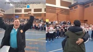 Papá orgulloso: Su hijo ingresó en la universidad y su festejo emocionó al rollo