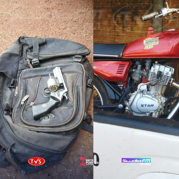 APREHENSIÓN EN ENCARNACIÓN: ARMA DE FUEGO Y MOTOCICLETA INCAUTADAS EN OPERATIVO POLICIAL - TVS