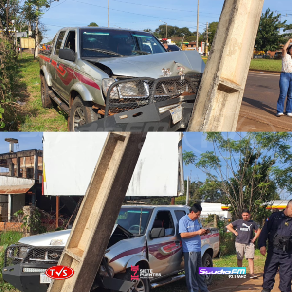 ACCIDENTE EN ENCARNACIÓN: CAMIONETA IMPACTA CONTRA COLUMNA DE LA ANDE - TVS