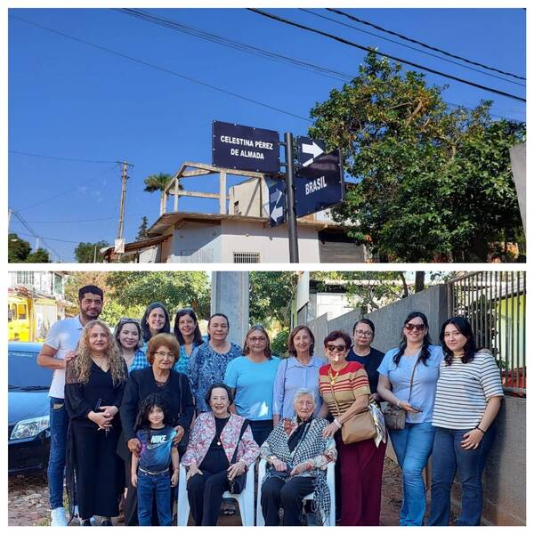 Familiares de Celestina Pérez de Almada colocaron nomenclatura. También homenajearon a Cesáreo Bordón » San Lorenzo PY