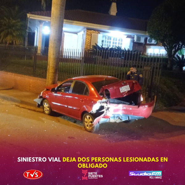 OBLIGADO: SINIESTRO VIAL CON DAÑOS MATERIEALES Y DOS PERSONAS LESIONADAS - TVS
