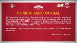 Diego González queda fuera de la lista albirroja - SNT
