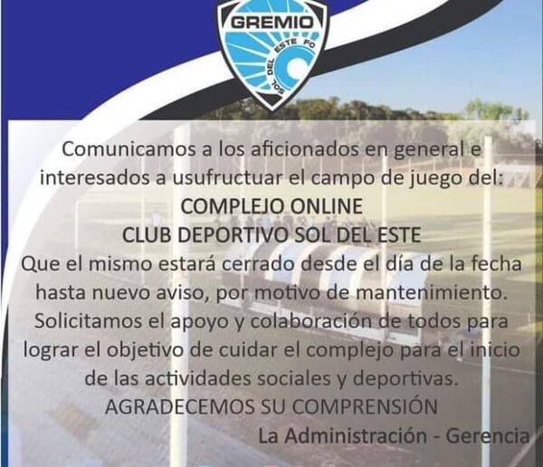 Sol del Este mejorará su escenario deportivo