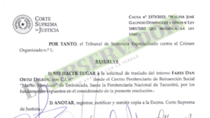 Rechazan traslado de cárcel de máxima a Tacumbú de acusado por el caso Mercat