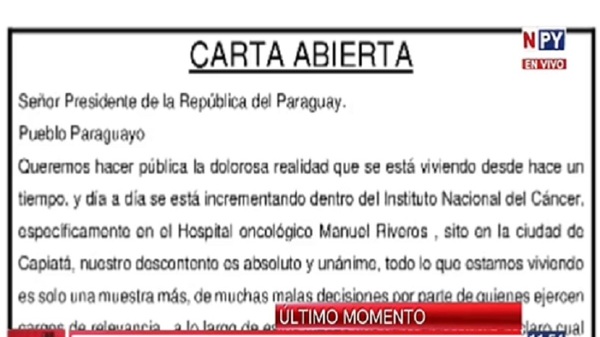 Pacientes con cáncer dejan una carta abierta a Peña - Noticias Paraguay