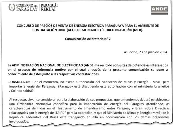 ANDE recibe mañana las ofertas para vender 100 MW de energía al Brasil - Economía - ABC Color