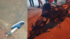 Ladrones estaban tan apurados que dejaron la moto, los cascos, el machete, la zapatilla...
