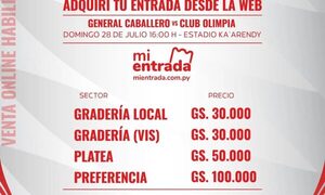 Caballero establece precios de entradas para su juego ante Olimpia