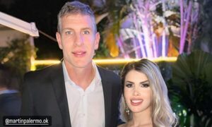 La maína del Olimpia cuchicheó con Martín Palermo en la farra de aniversario