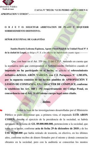 Fiscala sostuvo en la imputación que Maia ayudó a su padre a cometer hechos punibles