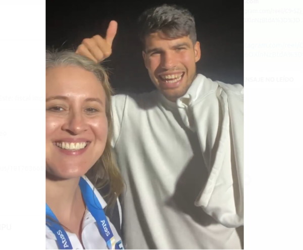 (VIDEO). Marlene Torres de Nación Media otopa al tenista Carlos Alcaraz que envío un saludo a todo Paraguay